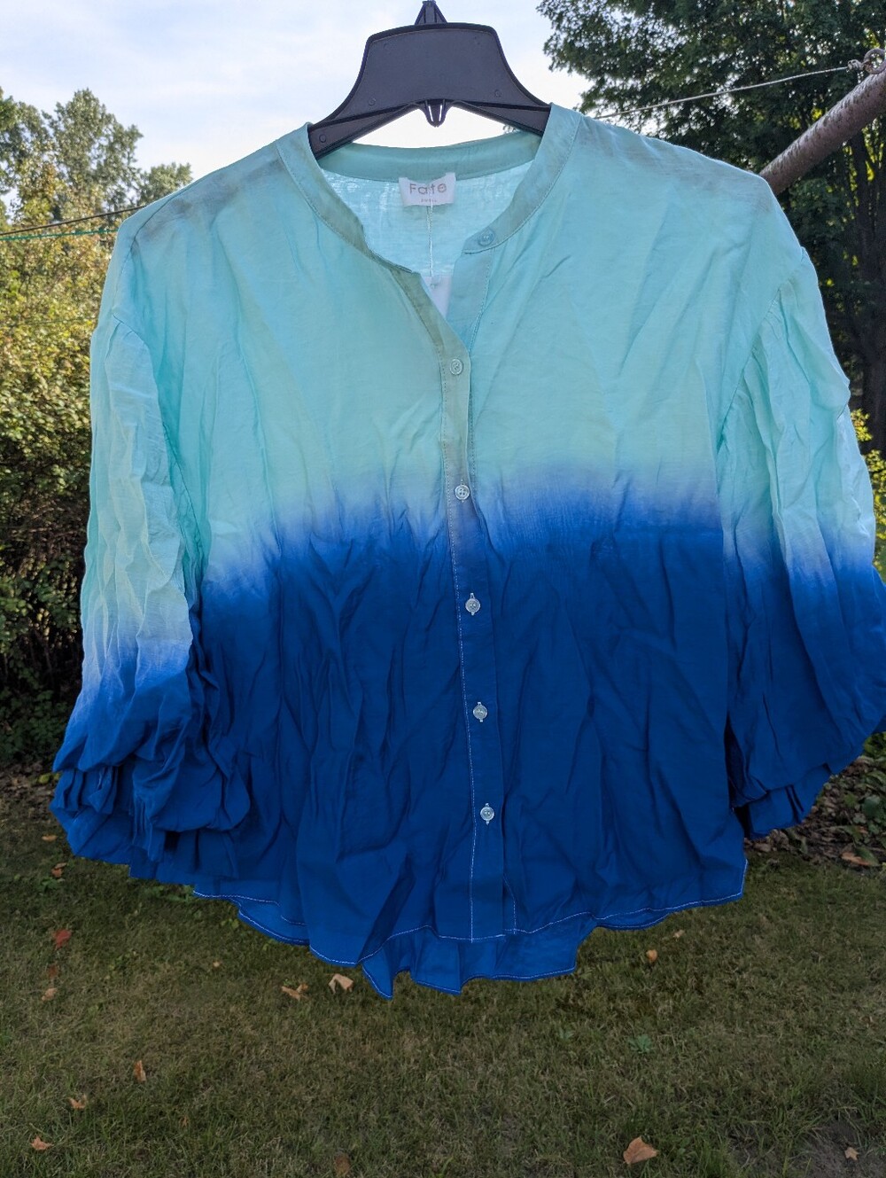 FATE Balloon/Gathered Sleeve Ombre Shirt, Wmn Oversized Sz S, NWT!!!